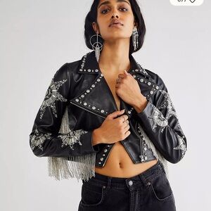 Any Old Iron Black Star Leather Moto Jacket